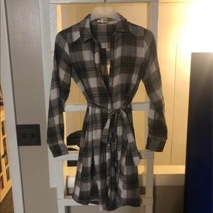 Plaid button up dress